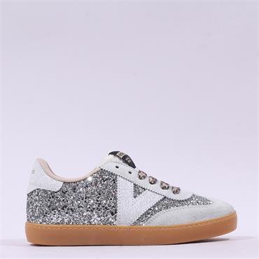 Victoria Berlin Laced Glitter Trainer - Silver Leopard